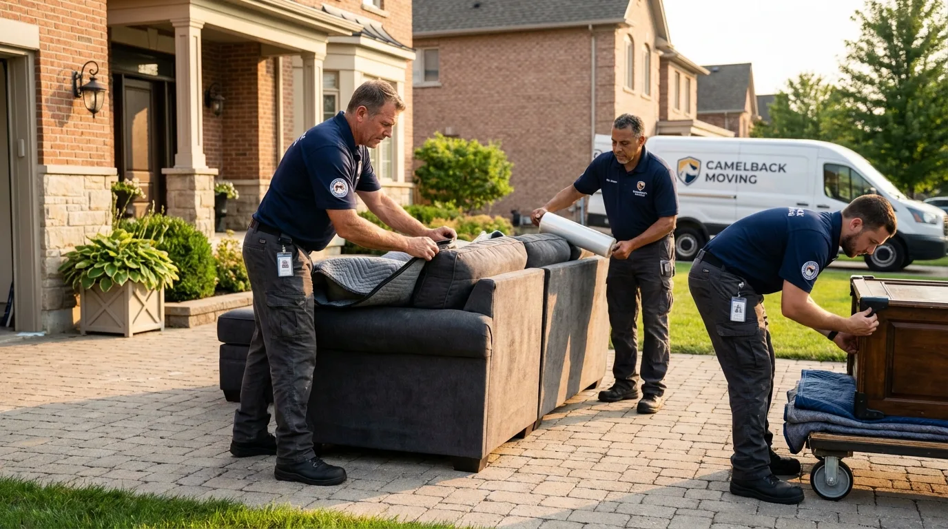 Large estate moving crew wrapping furniture in Marlow, OK